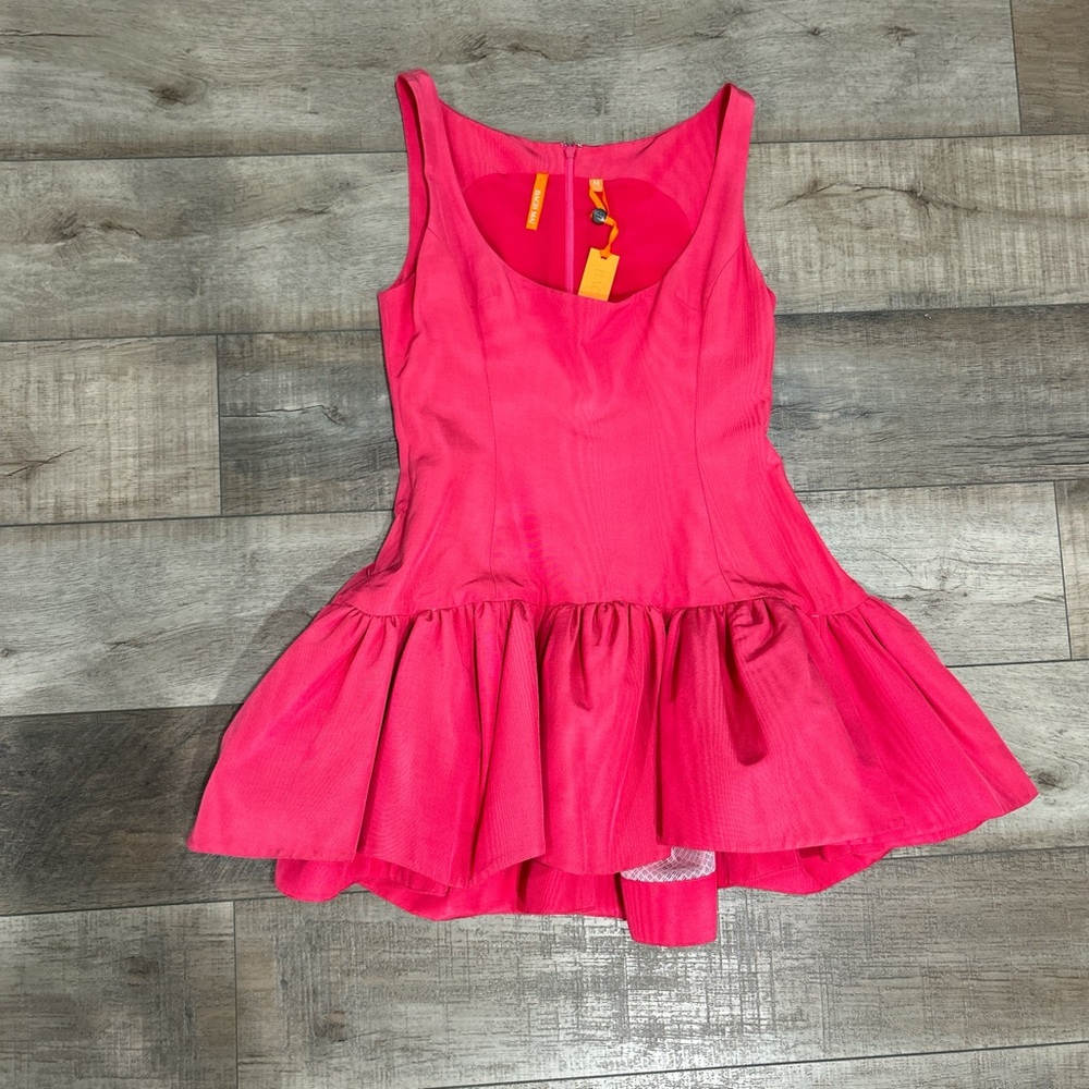 BACH MAI Framboise Volant Moiré Scoop Neck Mini Dress - Picture 3 of 10